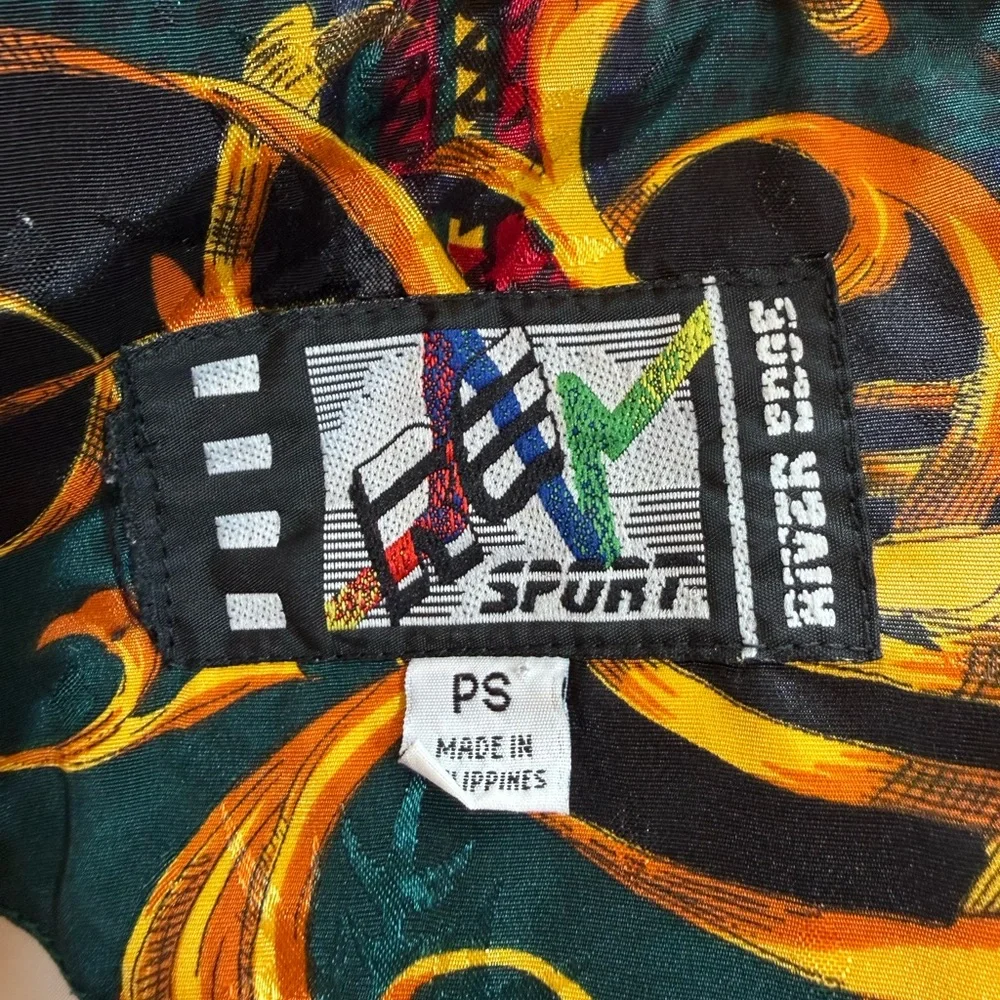 Retro Colorblock Bomber Jacket - Green, Navy & White - Picture 4 of 4